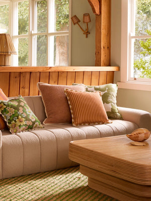 BONNIE & NEIL Pinstripe Nutmeg Linen Cushion Cushion - Zabecca Living