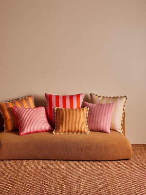 BONNIE & NEIL Pinstripe Nutmeg Linen Cushion Cushion - Zabecca Living