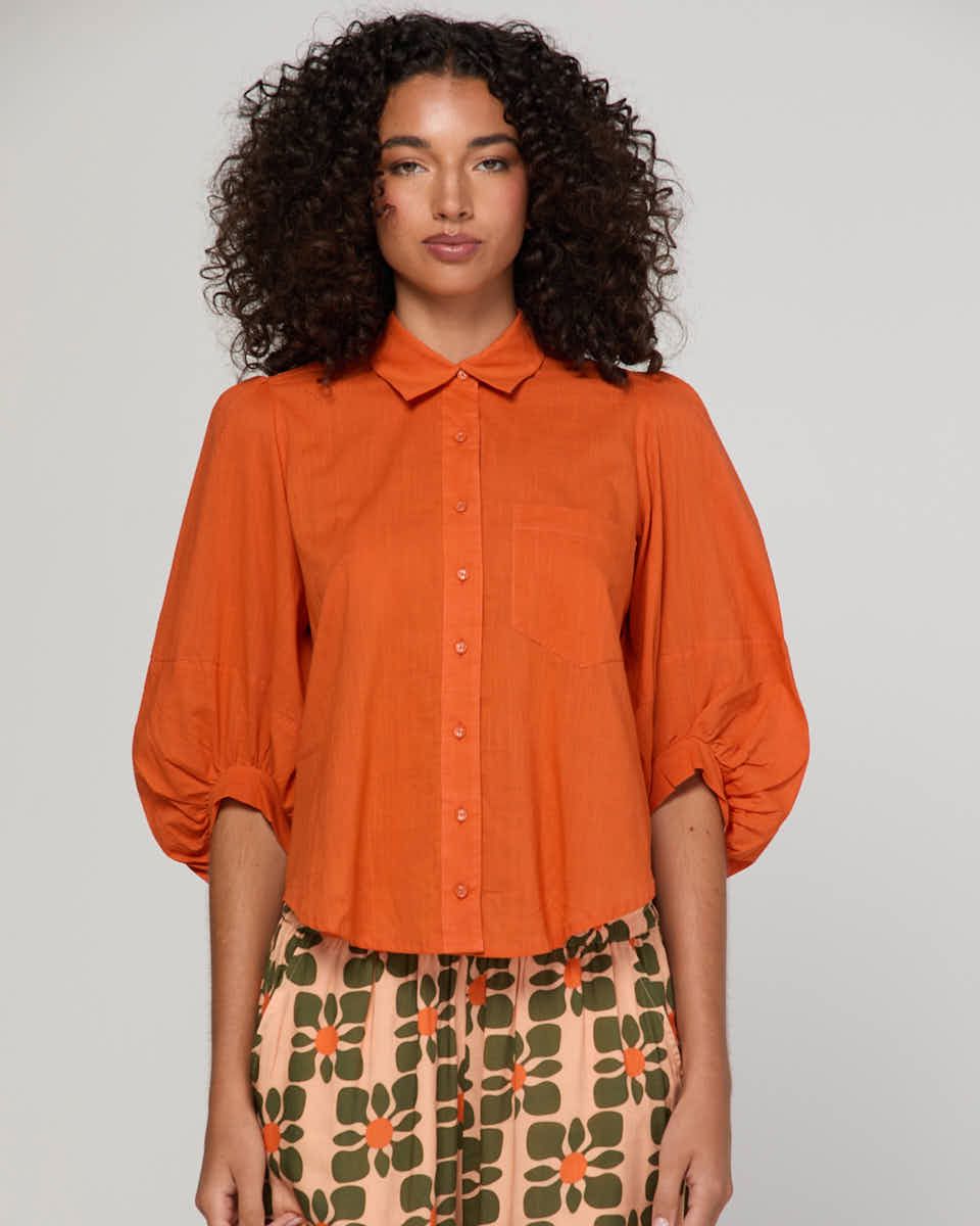 BOOM SHANKAR Pari Shirt - Rust Shirts & Blouses - Zabecca Living
