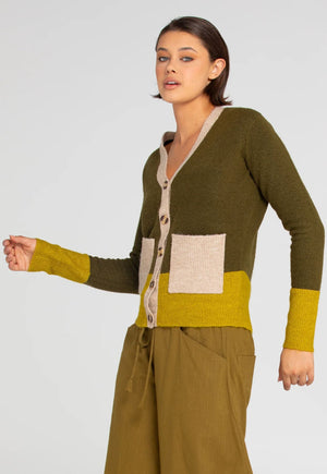 BOOM SHANKAR Poet Cardigan - Green/Yellow Jumpers + Knitwear - Zabecca Living
