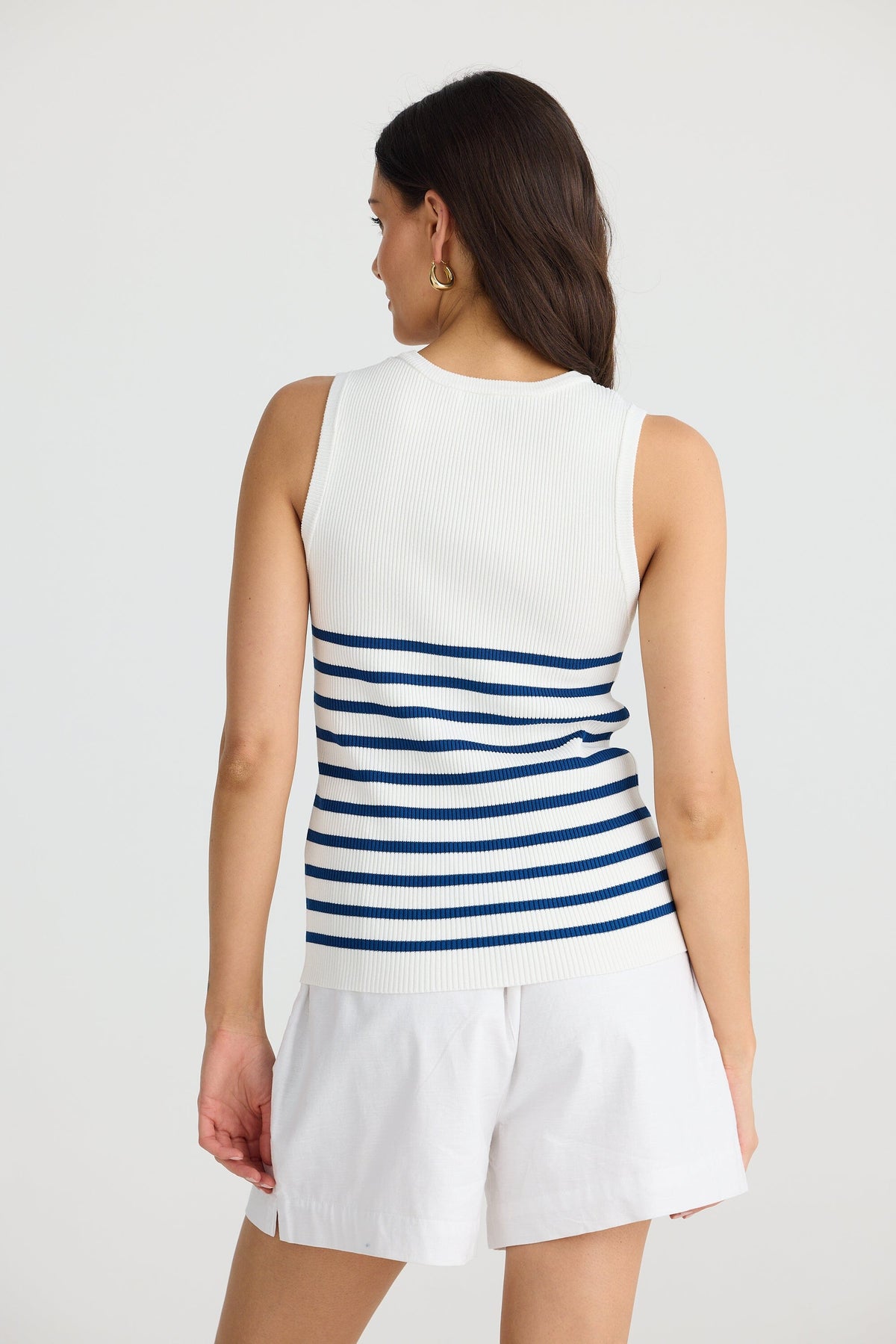 BRAVE AND TRUE Amba Stripe Tank - White & Navy Tank - Zabecca Living