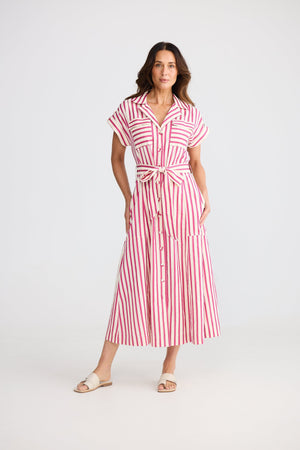 BRAVE AND TRUE Portia Dress - Hot Pink Stripe Dress - Zabecca Living