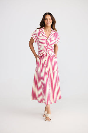 BRAVE AND TRUE Portia Dress - Hot Pink Stripe Dress - Zabecca Living