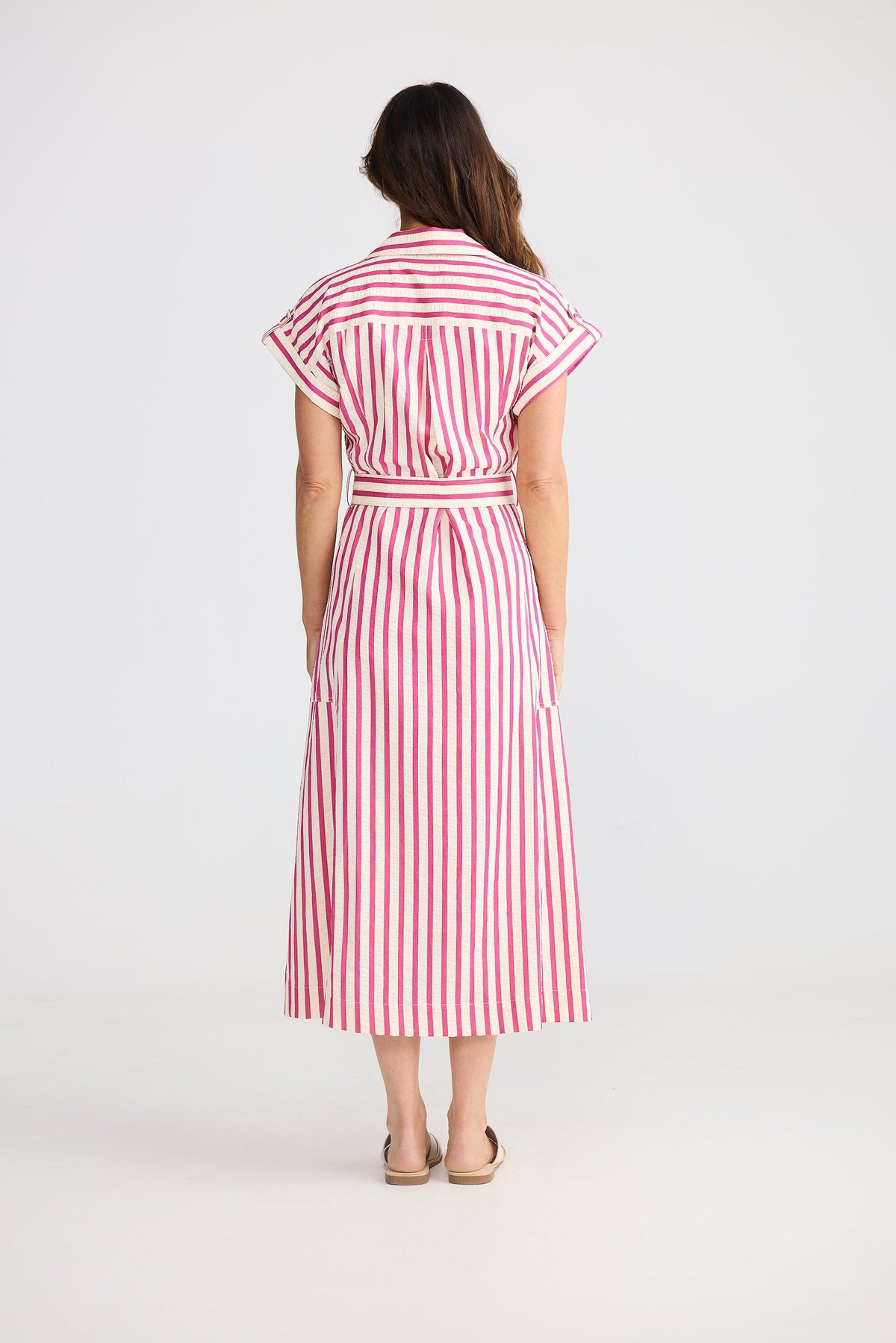 BRAVE AND TRUE Portia Dress - Hot Pink Stripe Dress - Zabecca Living