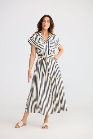 BRAVE AND TRUE Portia Dress - Navy Stripe Dress - Zabecca Living