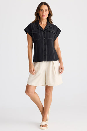 BRAVE AND TRUE Portia Shirt - Black Shirts & Blouses - Zabecca Living