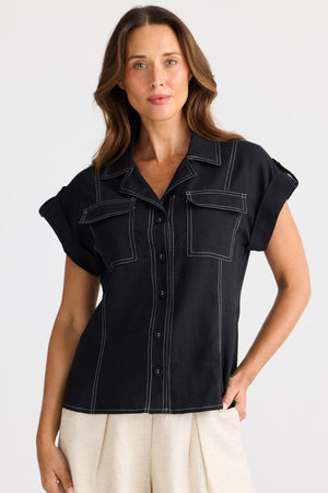 BRAVE AND TRUE Portia Shirt - Black Shirts & Blouses - Zabecca Living