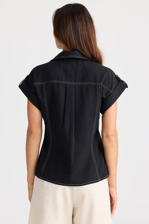 BRAVE AND TRUE Portia Shirt - Black Shirts & Blouses - Zabecca Living