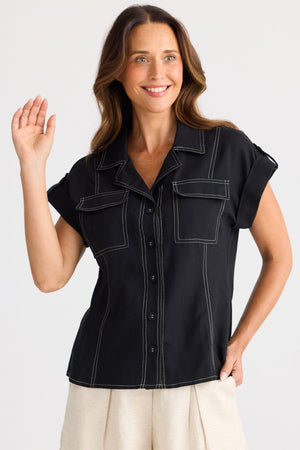 BRAVE AND TRUE Portia Shirt - Black Shirts & Blouses - Zabecca Living