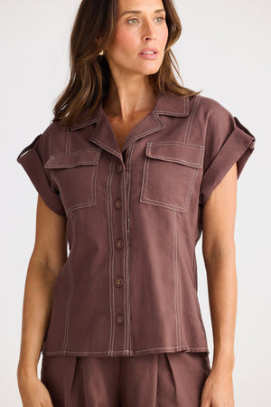 BRAVE AND TRUE Portia Shirt - Chocolate Shirts & Blouses - Zabecca Living
