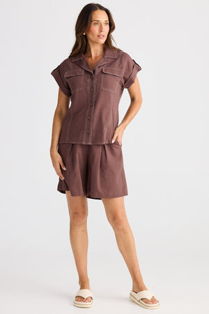 BRAVE AND TRUE Portia Shirt - Chocolate Shirts & Blouses - Zabecca Living