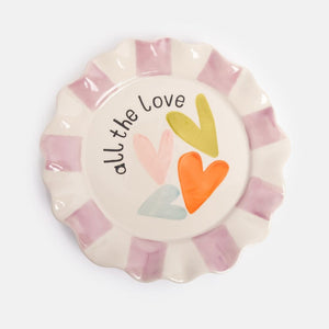 CAROLINE GARDNER All The Love Ceramic Plate - Multi Hearts Plate - Zabecca Living