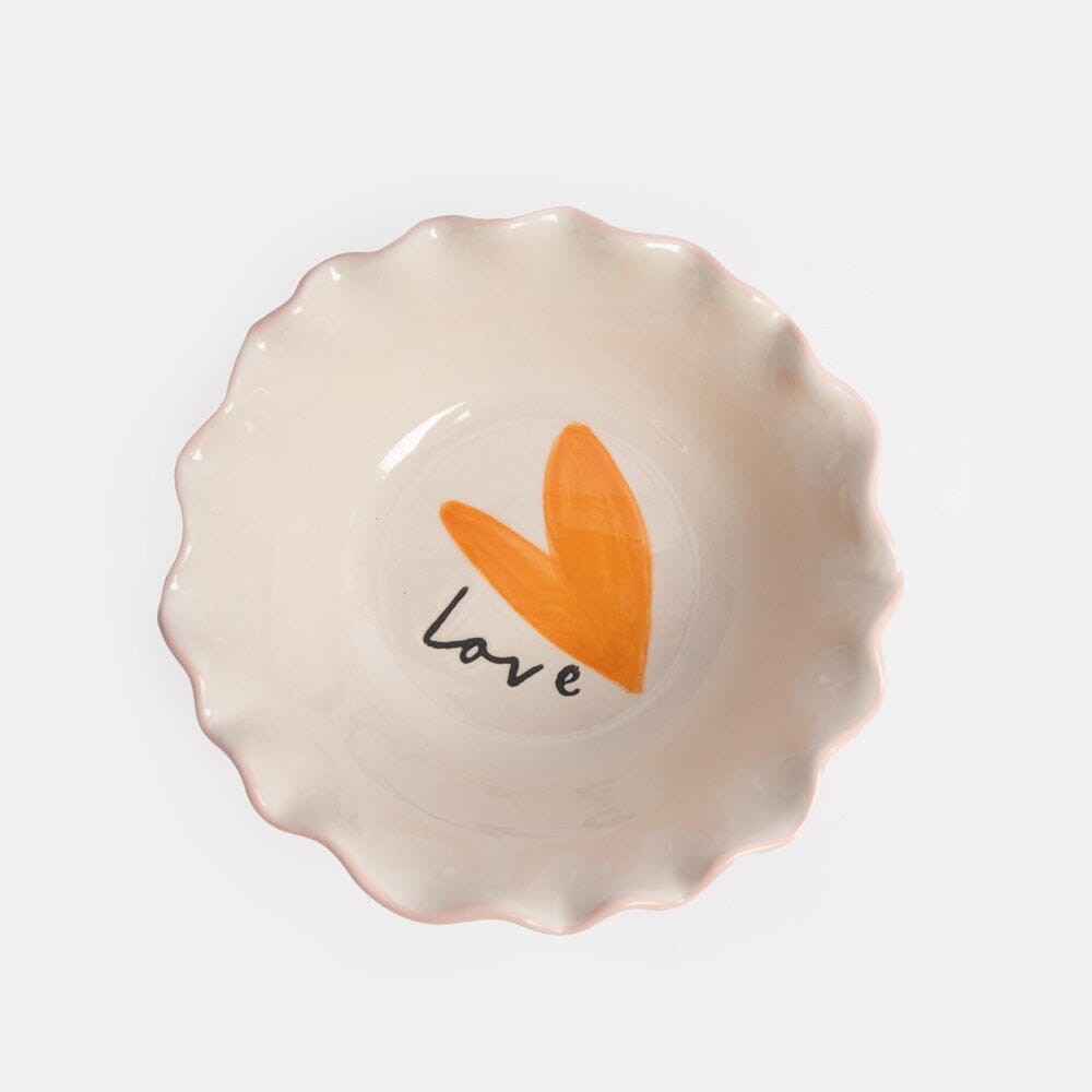 CAROLINE GARDNER Scallop Edge Love Heart Cereal Bowl - Pink bowl - Zabecca Living