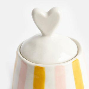 CAROLINE GARDNER Stoneware Pot - Pink/Yellow Stripe JAR - Zabecca Living