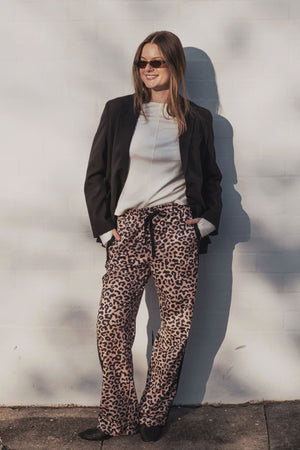 CARTEL & WILLOW Adeline Pant - Neutral Leopard JOGGER - Zabecca Living