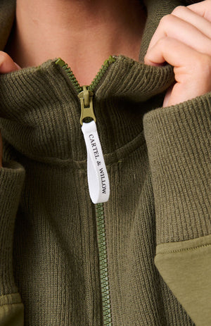 CARTEL & WILLOW Annie Sweater - Khaki / White SWEATER - Zabecca Living