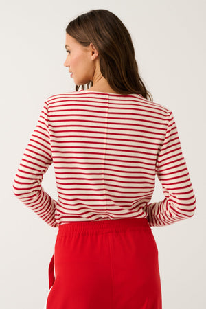 CARTEL & WILLOW Aspyn Top - Ruby Stripe Long Sleeve Tee - Zabecca Living