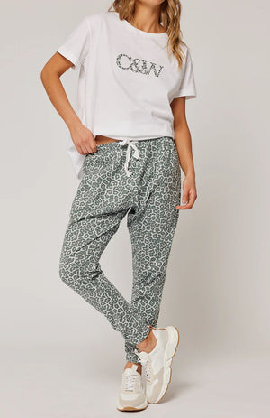 CARTEL & WILLOW Comeback Pant - Smoke Leopard JOGGER - Zabecca Living