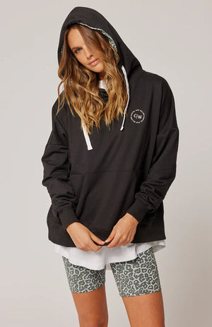 CARTEL & WILLOW Harriet Hoodie - Black/Smoke Leopard SWEATER - Zabecca Living