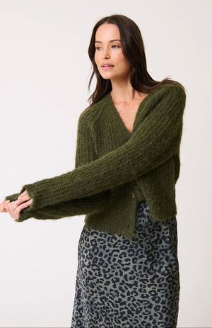CARTEL & WILLOW Hazel Knit Cardigan - Khaki Jumpers + Knitwear - Zabecca Living