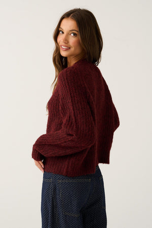 CARTEL & WILLOW Hazel Knit Cardigan - Mulberry Jumpers + Knitwear - Zabecca Living