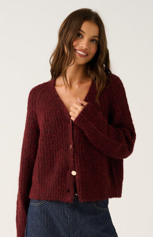CARTEL & WILLOW Hazel Knit Cardigan - Mulberry Jumpers + Knitwear - Zabecca Living