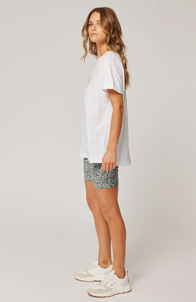 CARTEL & WILLOW Marlo Tee - White/Smoke Leopard Tee - Zabecca Living