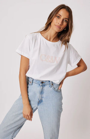 CARTEL & WILLOW Marlo Tee - White/Taffy Tee - Zabecca Living