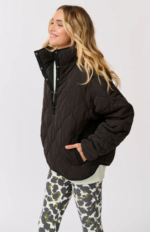 CARTEL & WILLOW Mattie Pullover - Black Quilt Jacket - Zabecca Living