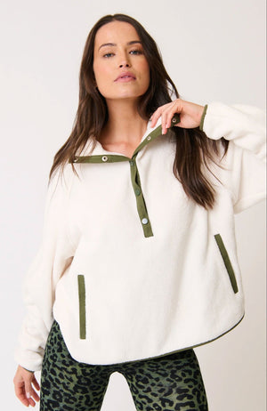 CARTEL & WILLOW Mattie Pullover - Cream / Khaki Jacket - Zabecca Living