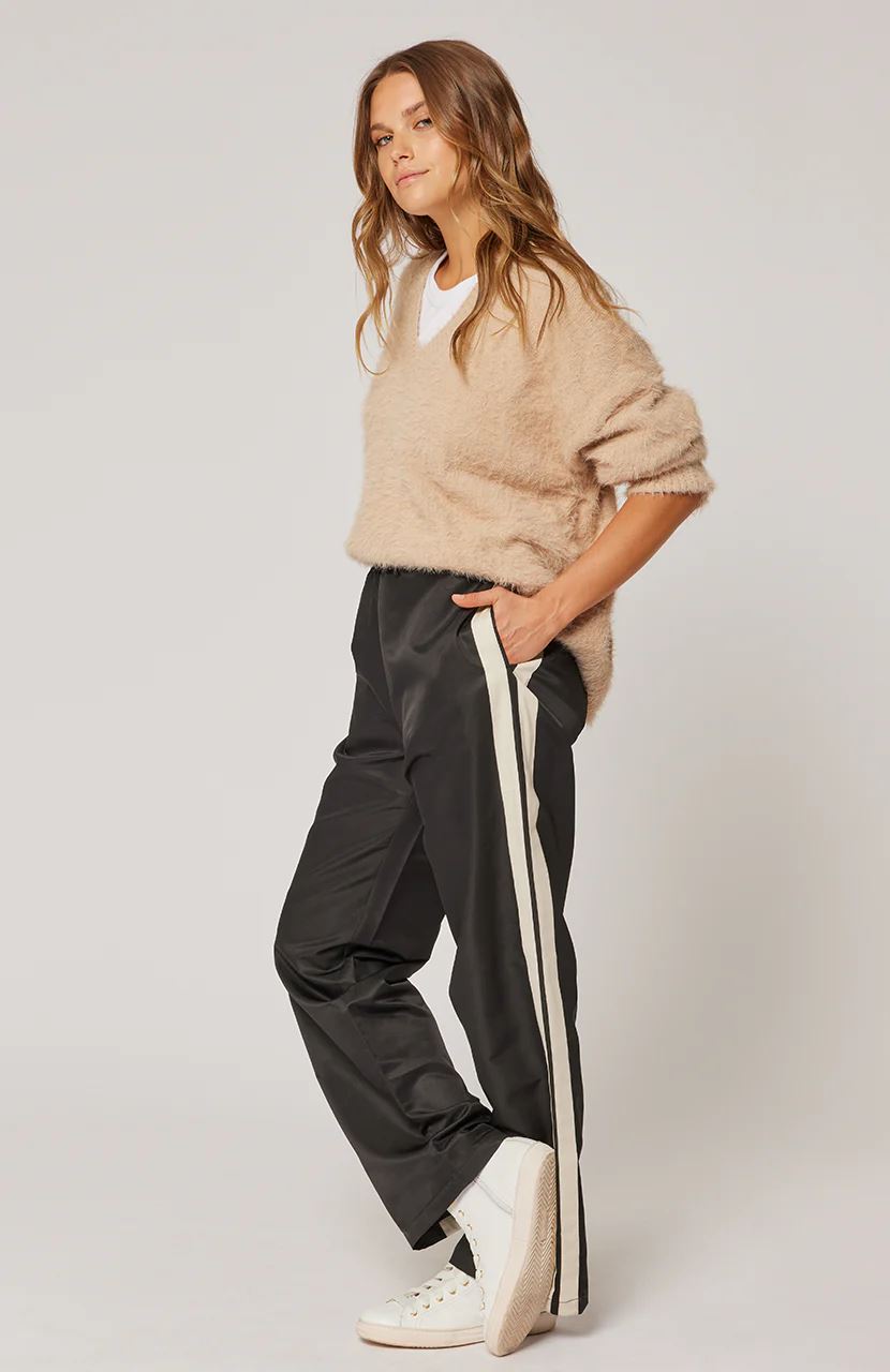 CARTEL & WILLOW Mila Side Stripe Pant - Black / Vanilla JOGGER - Zabecca Living