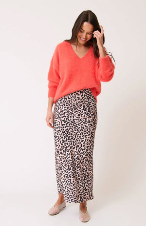 CARTEL & WILLOW Millie Slip Skirt - Neutral Leopard Skirt - Zabecca Living