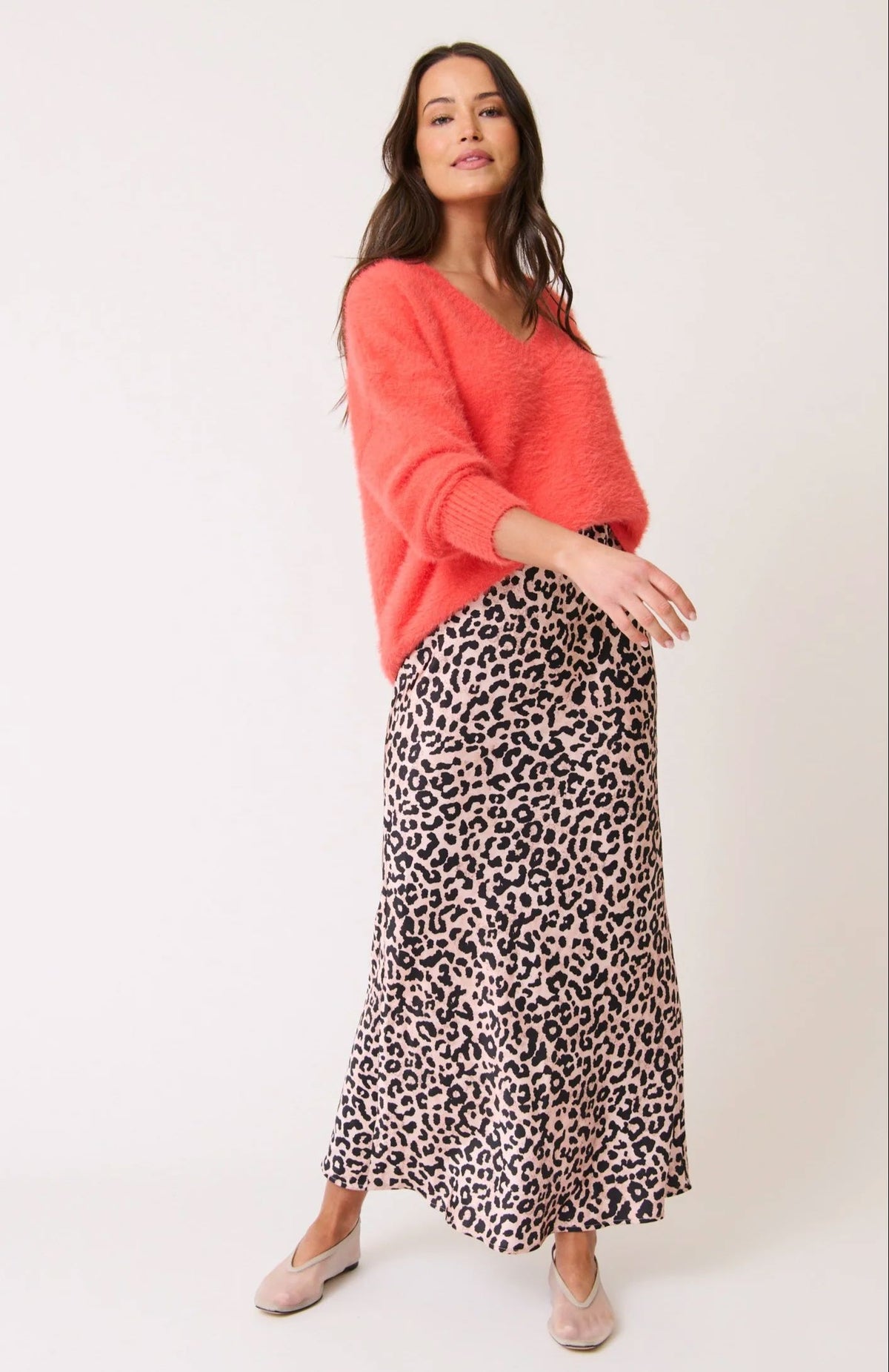 CARTEL & WILLOW Millie Slip Skirt - Neutral Leopard Skirt - Zabecca Living