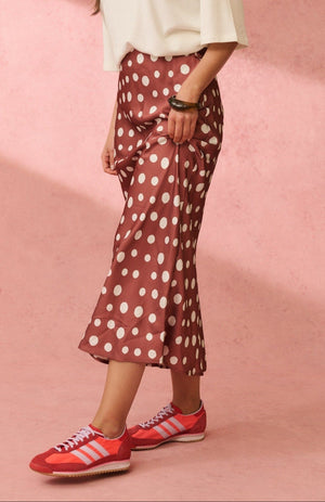 CARTEL & WILLOW Millie Slip Skirt - Rust Cream Spot Skirt - Zabecca Living