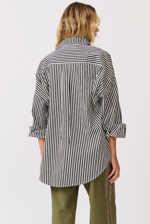 CARTEL & WILLOW Tammy Shirt - Black/White Stripe Shirt - Zabecca Living