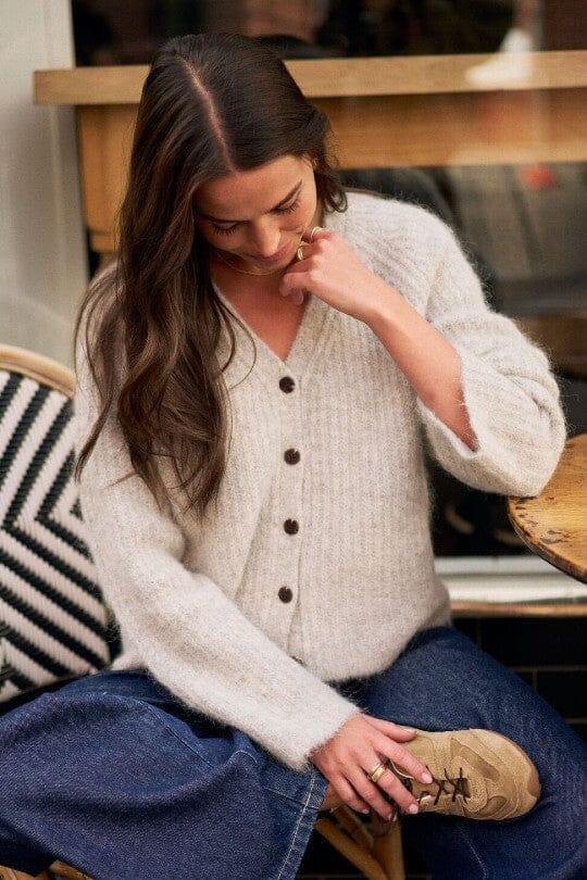 CERES LIFE Birdie Lofty Cardi - Silver Marle Jumpers + Knitwear - Zabecca Living