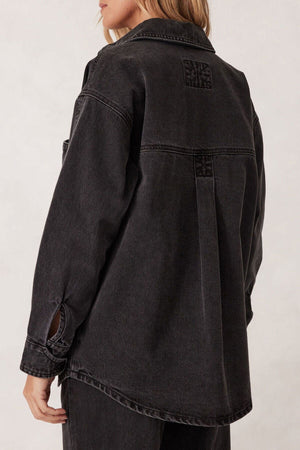 CERES LIFE Bobbi Side Pocket Denim Shacket - Washed Black Jacket - Zabecca Living