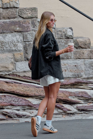 CERES LIFE Bobbi Side Pocket Denim Shacket - Washed Black Jacket - Zabecca Living