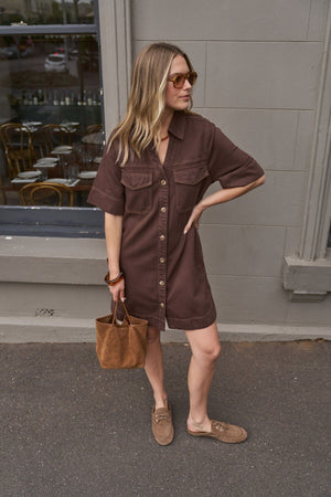 CERES LIFE Bonnie Relaxed Shirt Dress - Chocolate Dress - Zabecca Living