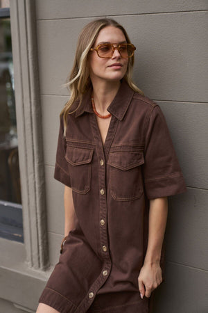 CERES LIFE Bonnie Relaxed Shirt Dress - Chocolate Dress - Zabecca Living