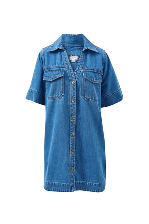 CERES LIFE Bonnie Relaxed Shirt Dress - Fresh Indigo Dress - Zabecca Living