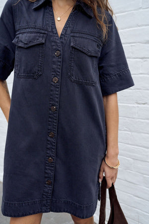 CERES LIFE Bonnie Relaxed Shirt Dress - Washed Black Dress - Zabecca Living