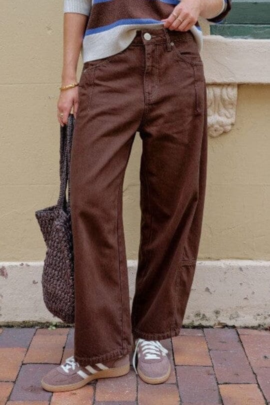 CERES LIFE Demi Barrel Jean - Bitter Choc JEANS - Zabecca Living