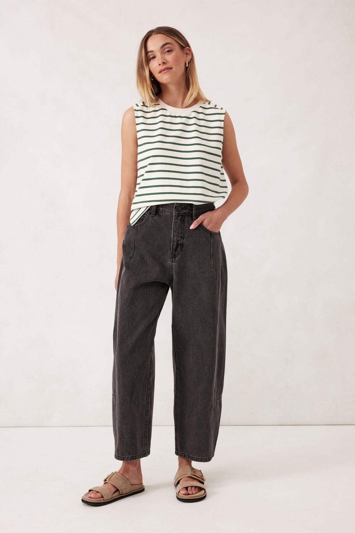 CERES LIFE Demi Barrel Jean - Faded Black JEANS - Zabecca Living