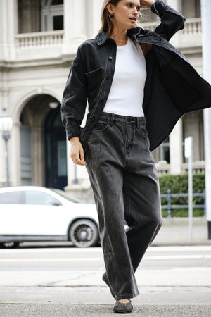 CERES LIFE Demi Barrel Jean - Faded Black JEANS - Zabecca Living