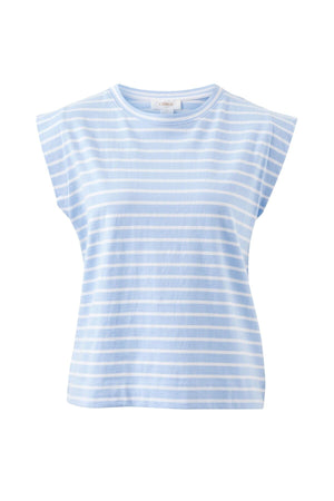 CERES LIFE Esme Extended Shoulder Tee - China Blue / White Stripe Tee - Zabecca Living