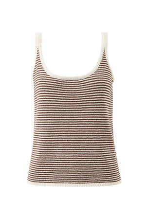 CERES LIFE Fia Stripe Knit Tank - Chocolate / Ecru Stripe Tank - Zabecca Living