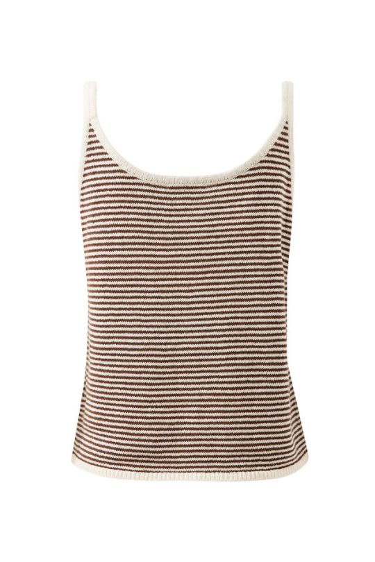 CERES LIFE Fia Stripe Knit Tank - Chocolate / Ecru Stripe Tank - Zabecca Living