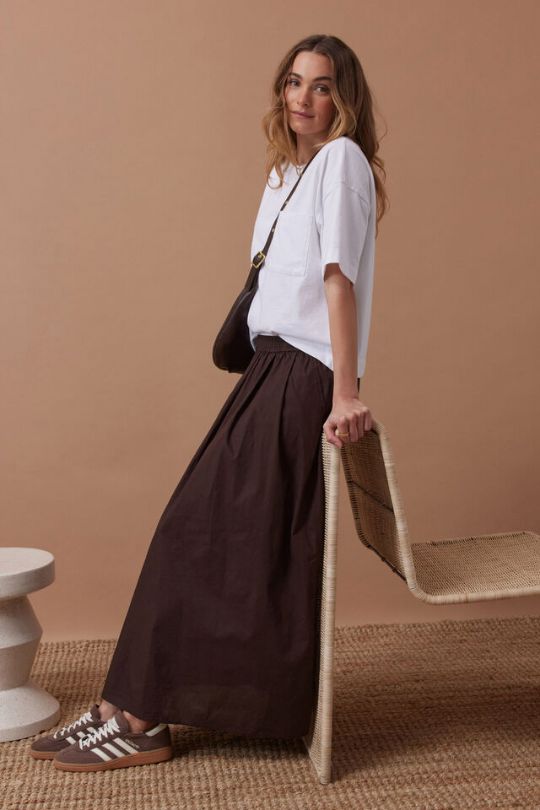 CERES LIFE Florence Maxi Skirt - Chocolate Skirt - Zabecca Living