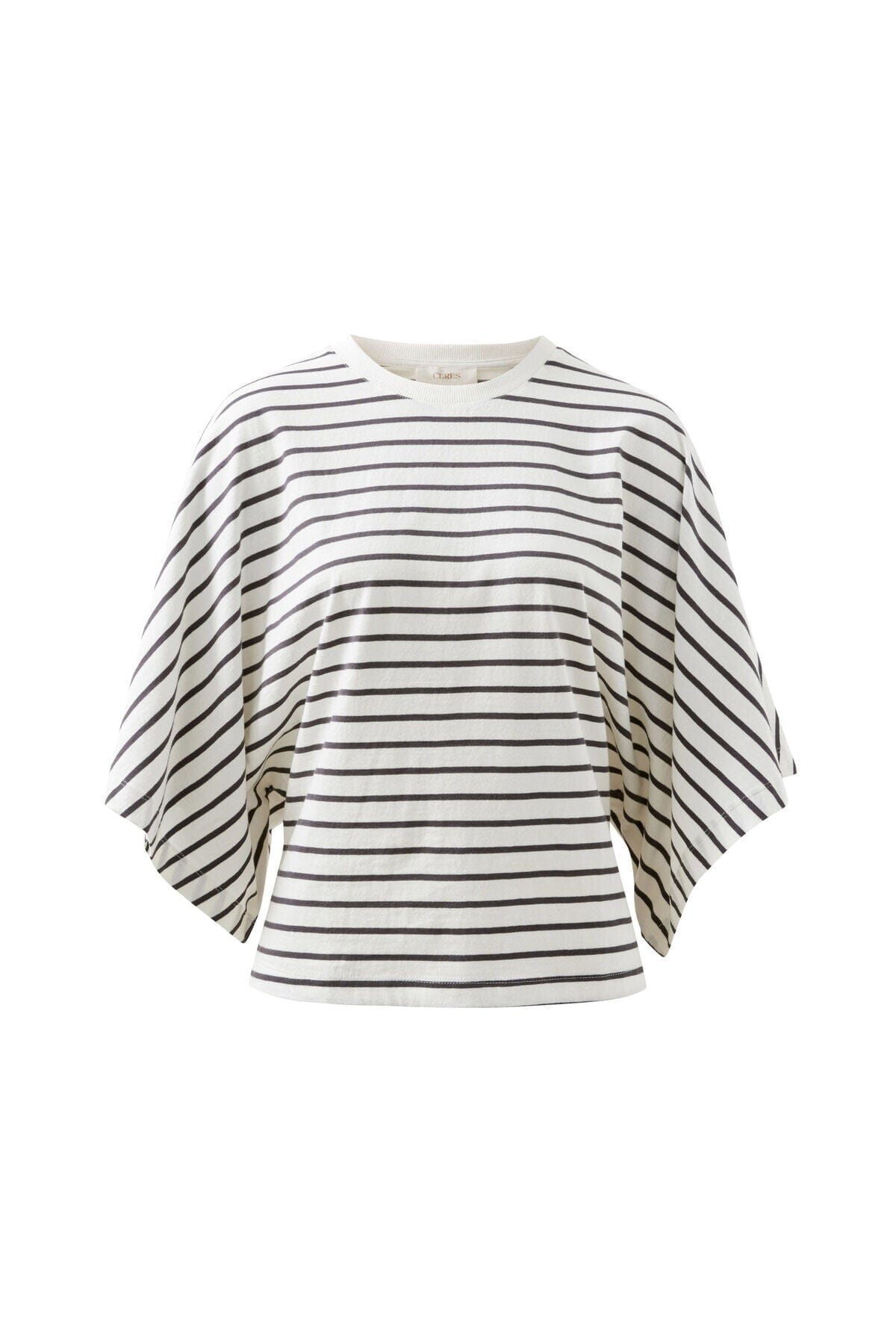 CERES LIFE Lucy Relaxed Sleeve Tee - Vanilla /Phantom Fine Stripe Tee - Zabecca Living